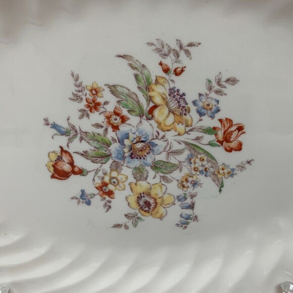 Clifton by Royal Oval Platter Tray Plate Ivory Floral Swirl Rim 11 5/8" - Picture 7 of 9